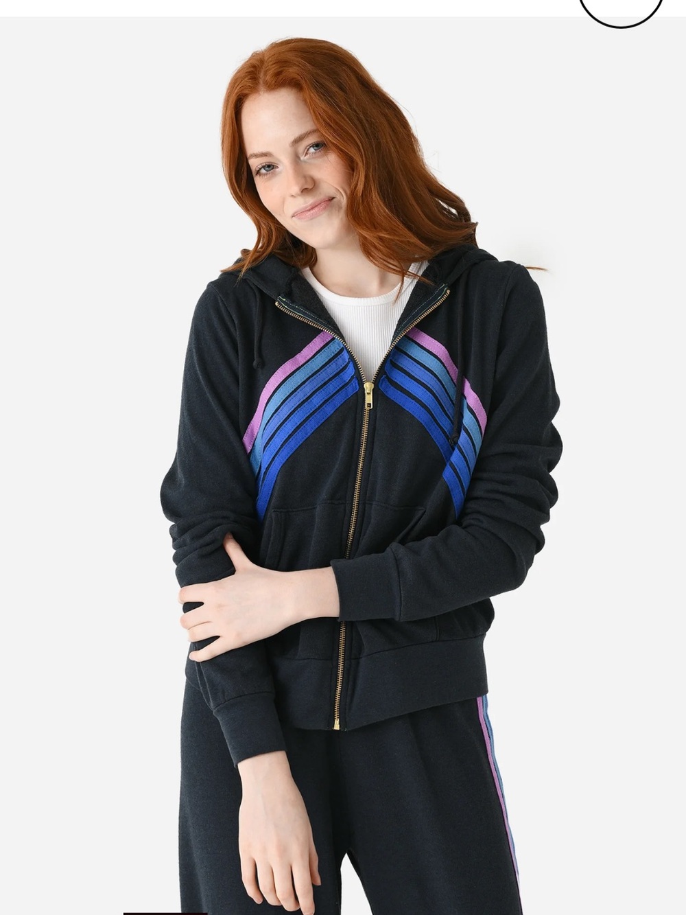 Aviator Nation Zip-Up Five Stripe Charcoal Mountain Stitch Hoodie in XL - RARE! - Picture 2 of 16
